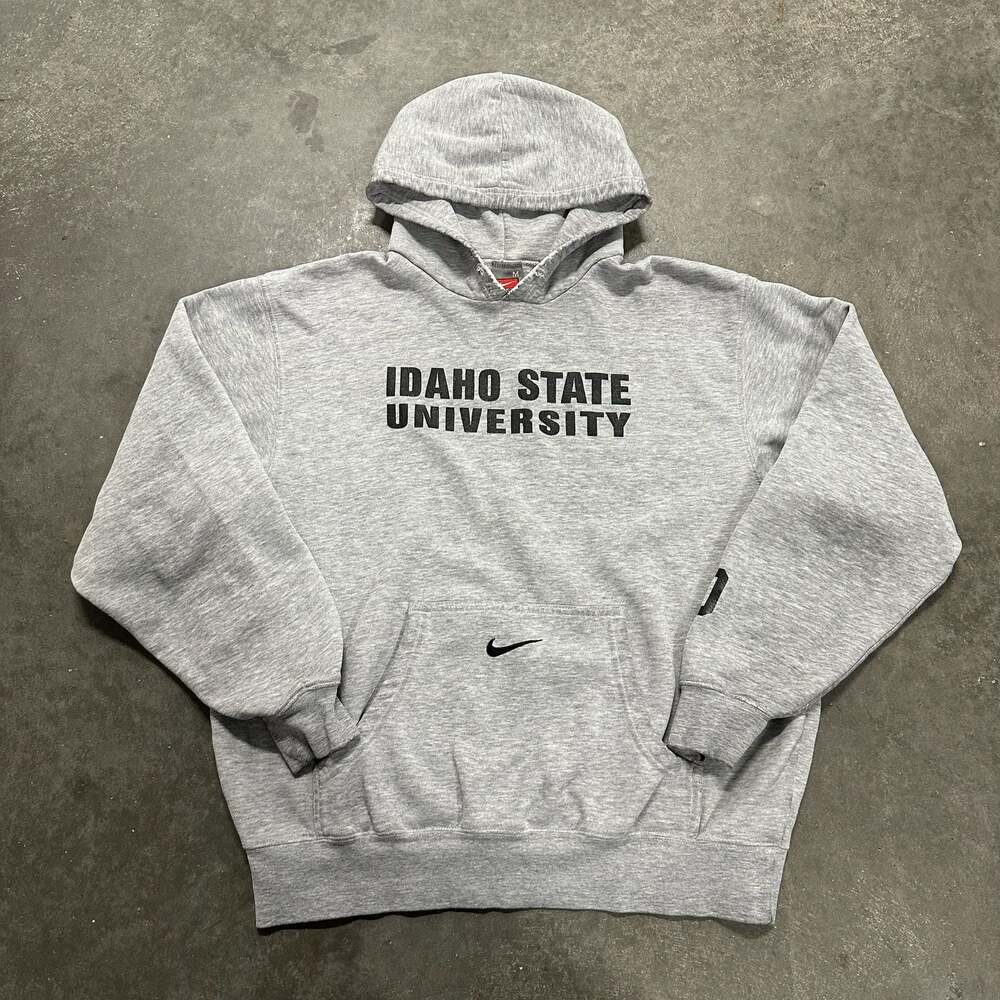 Vintage Nike Team Idaho State University Center Swoosh Hoodie Gray Size M